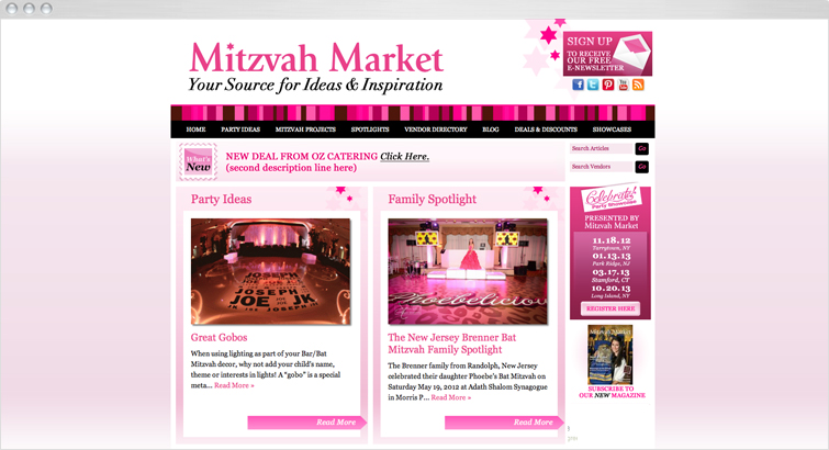 mitzvah market - front end website design