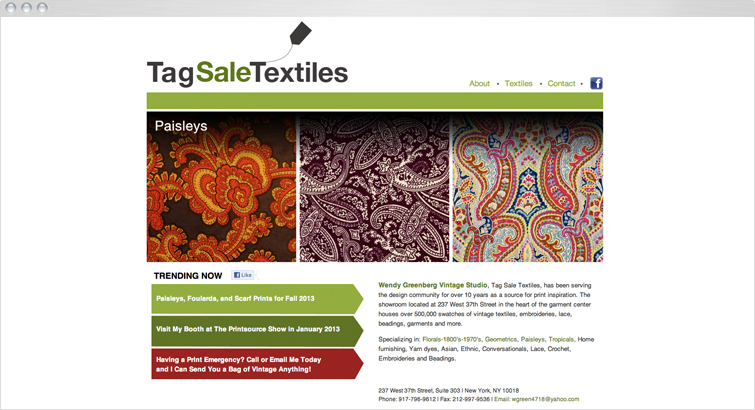 tag sale textiles - logo & website design